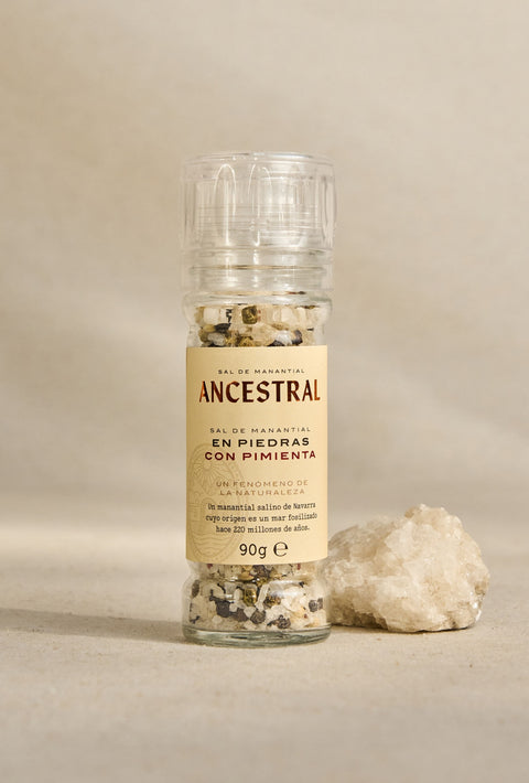 Natural Spring Salt Crystals & Organic Pepper - Glass Mill