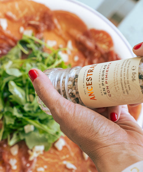 Natural Spring Salt Crystals & Organic Pepper - Glass Mill